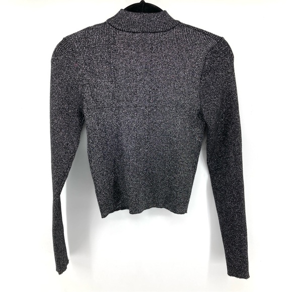 House Of Harlow 1960 Black Shimmer Knit Mock Neck Top - Picture 6 of 6